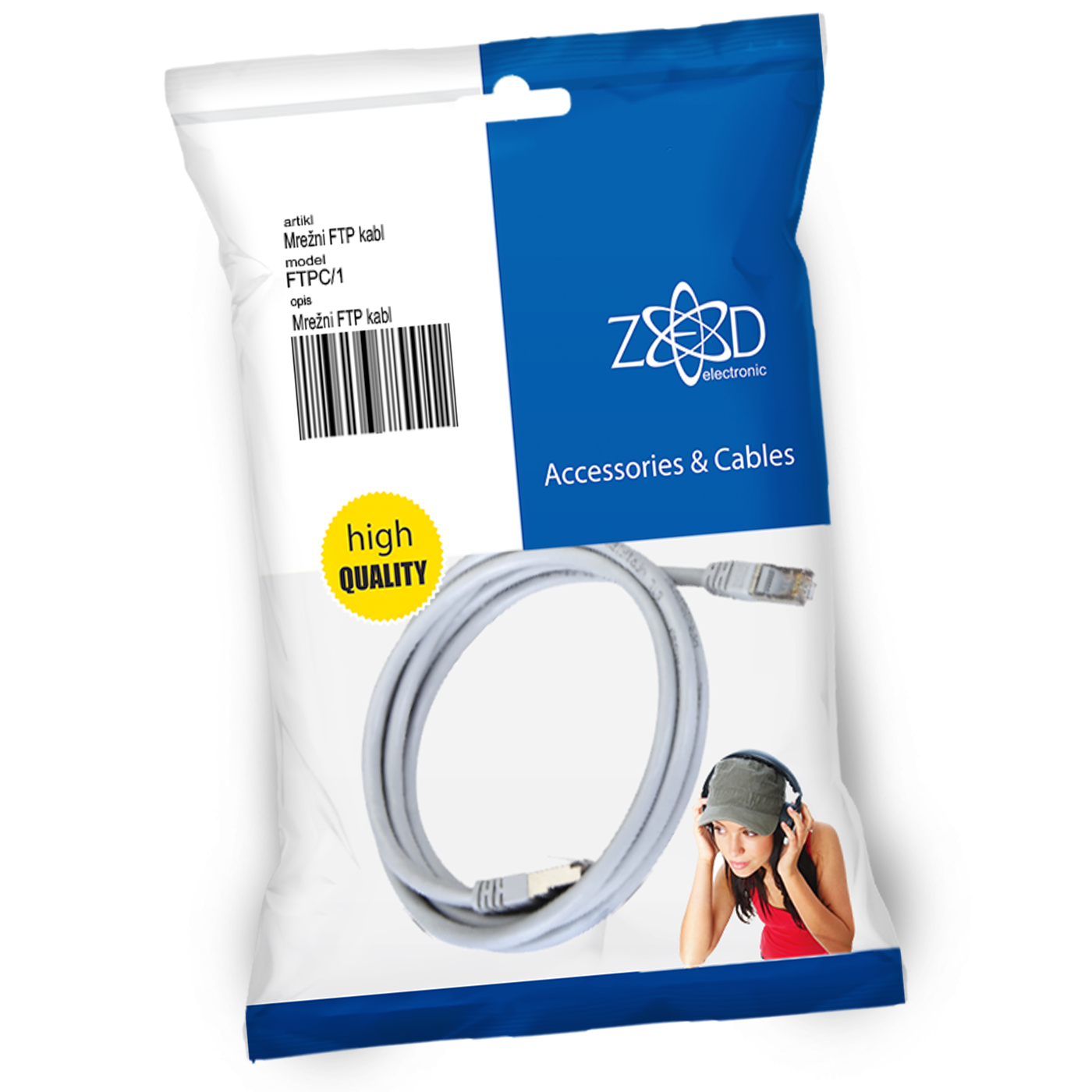 ZED electronic Mrežni FTP kabel, CAT5E, 1 met - FTPC/1
