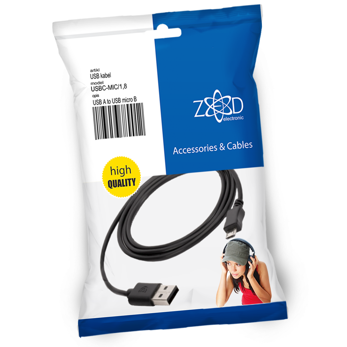 ZED electronic USB A na USB micro kabel, dužina 1.8 metara - USBC-MIC/1,8