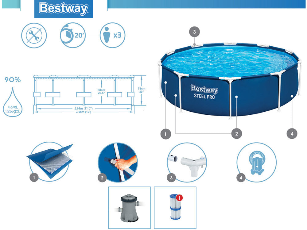 Bestway bazen 305x76cm set 8u1