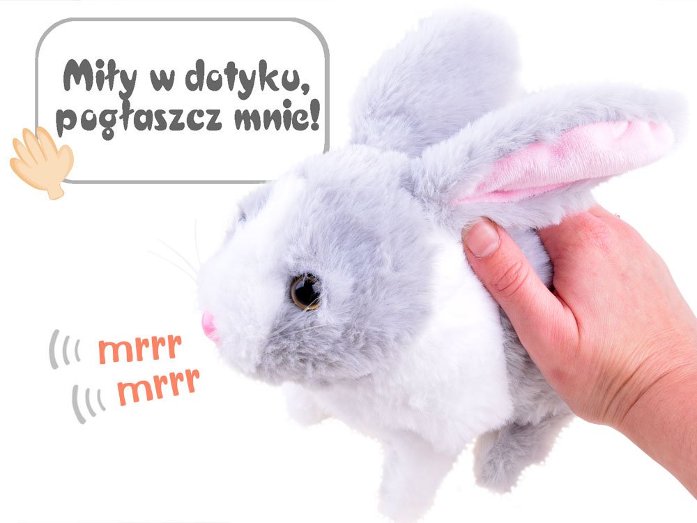 Interaktivni plišani zeko sivi