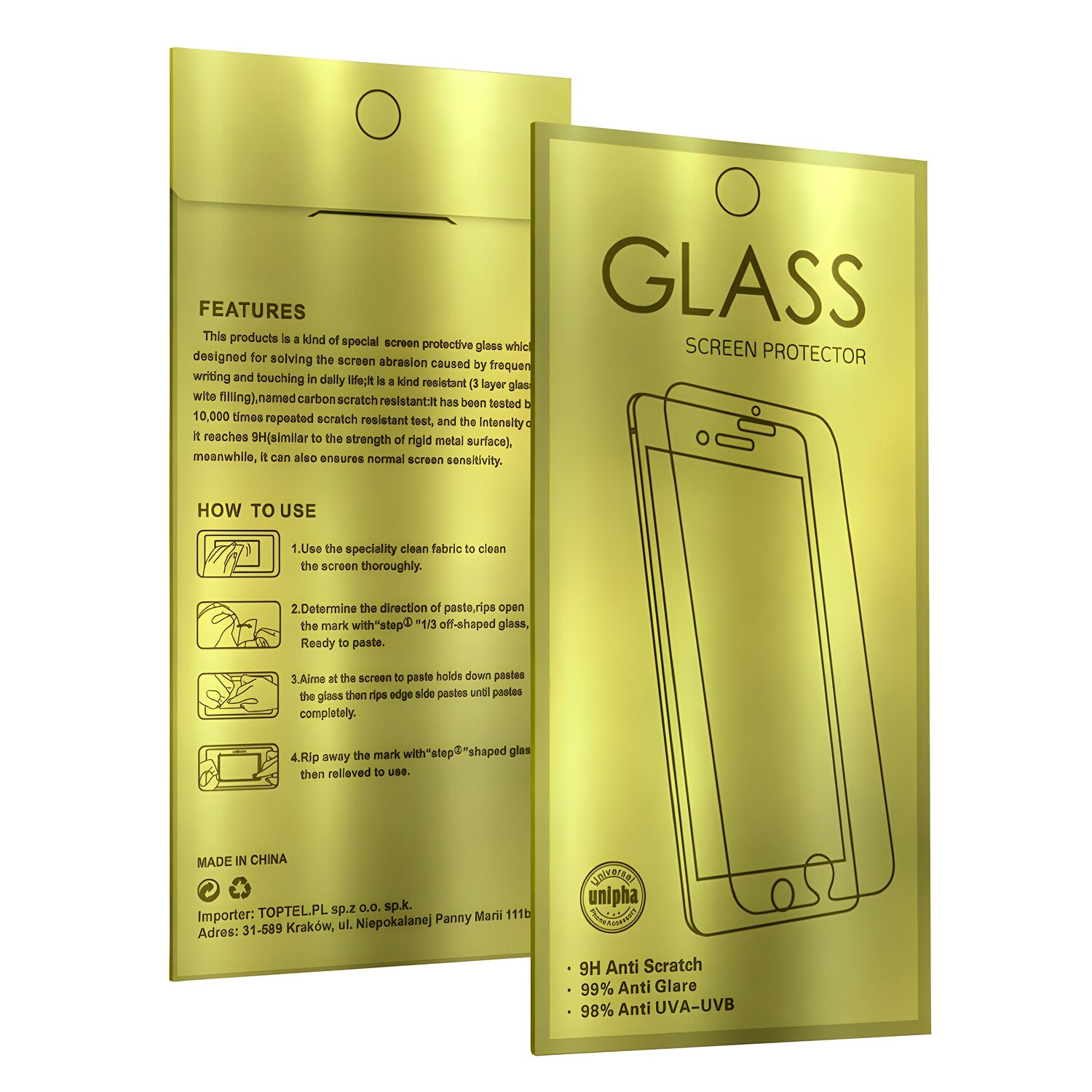 Kaljeno staklo GOLD 9H za Honor 9 - Prozirna KP27891