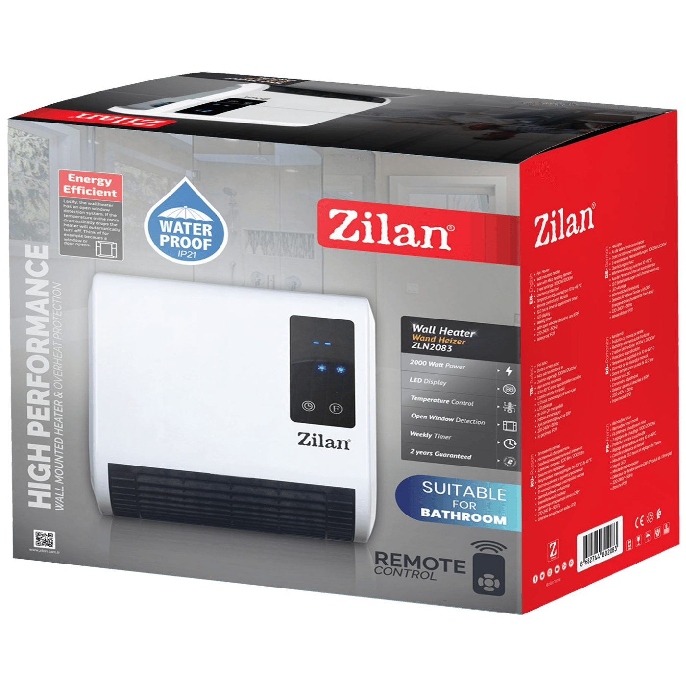 Zilan Grijalica zidna, 2000W, daljinski upravljač - ZLN2083