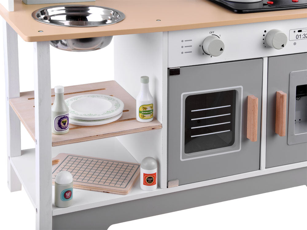 Drvena kuhinja bijelo-siva