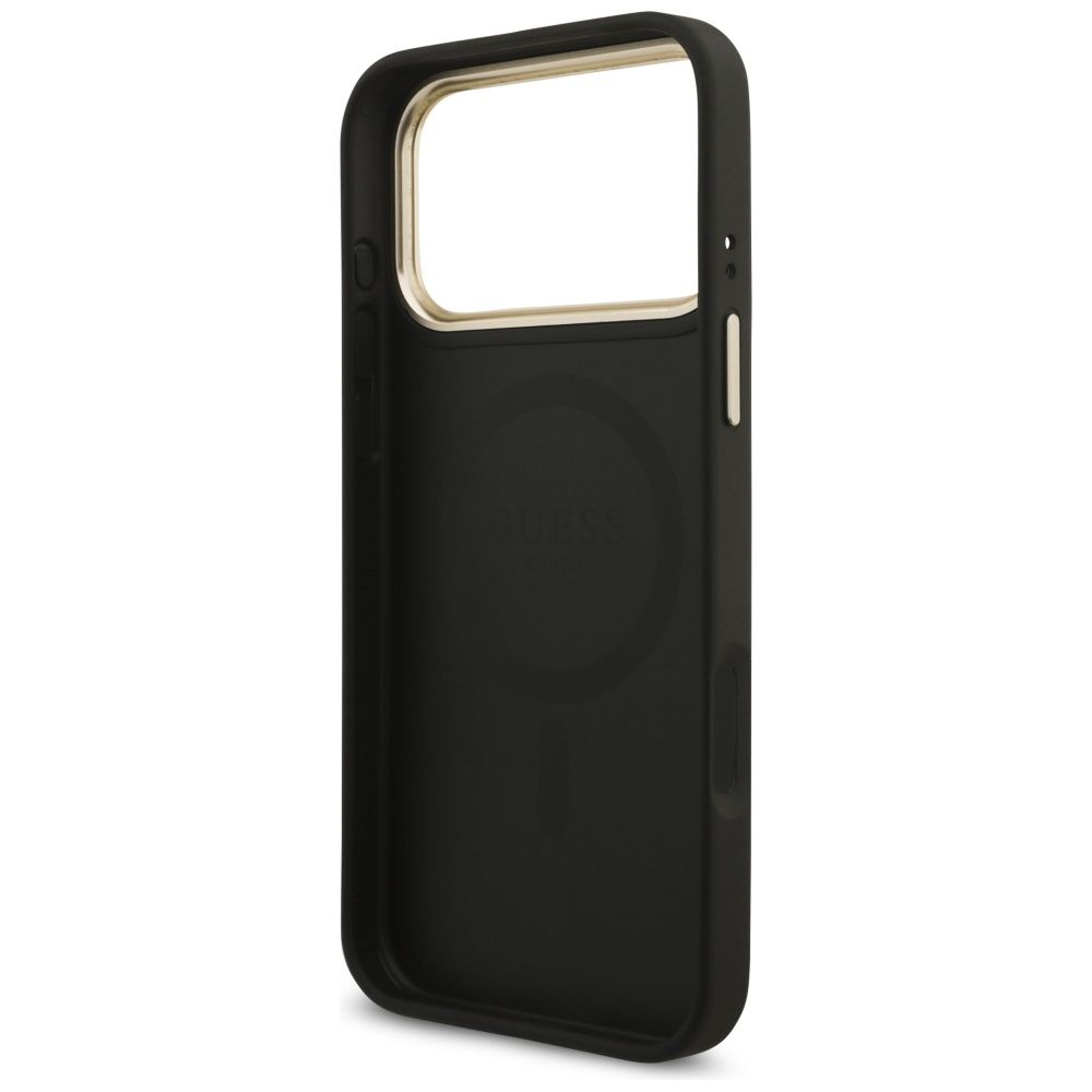GUESS maskica za IPHONE 17 Pro Max kompatibilna s MagSafe (4G PU s trokutastim logotipom) zlatno-crna