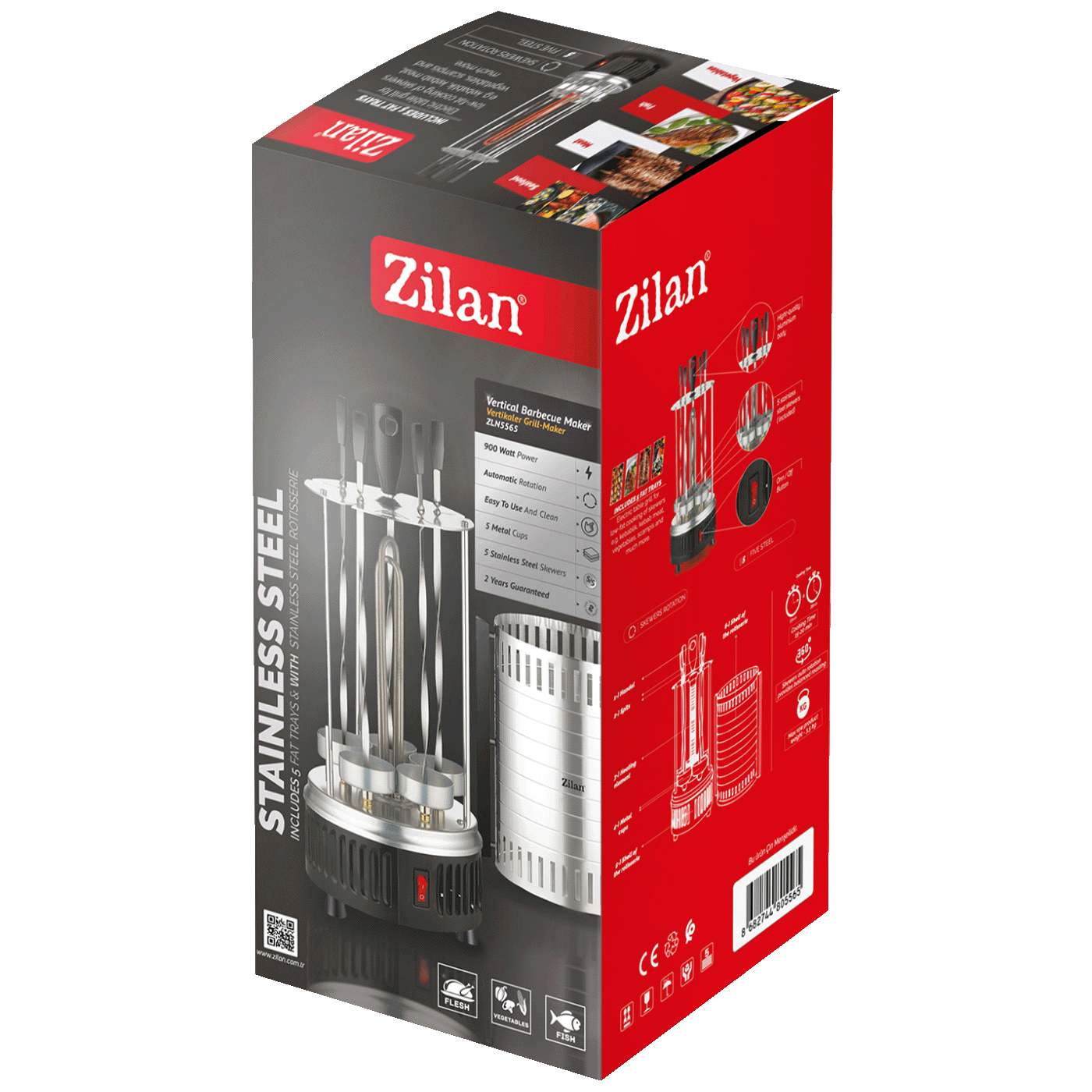 Zilan Električni roštilj, vertikalni, 900 W - ZLN5565