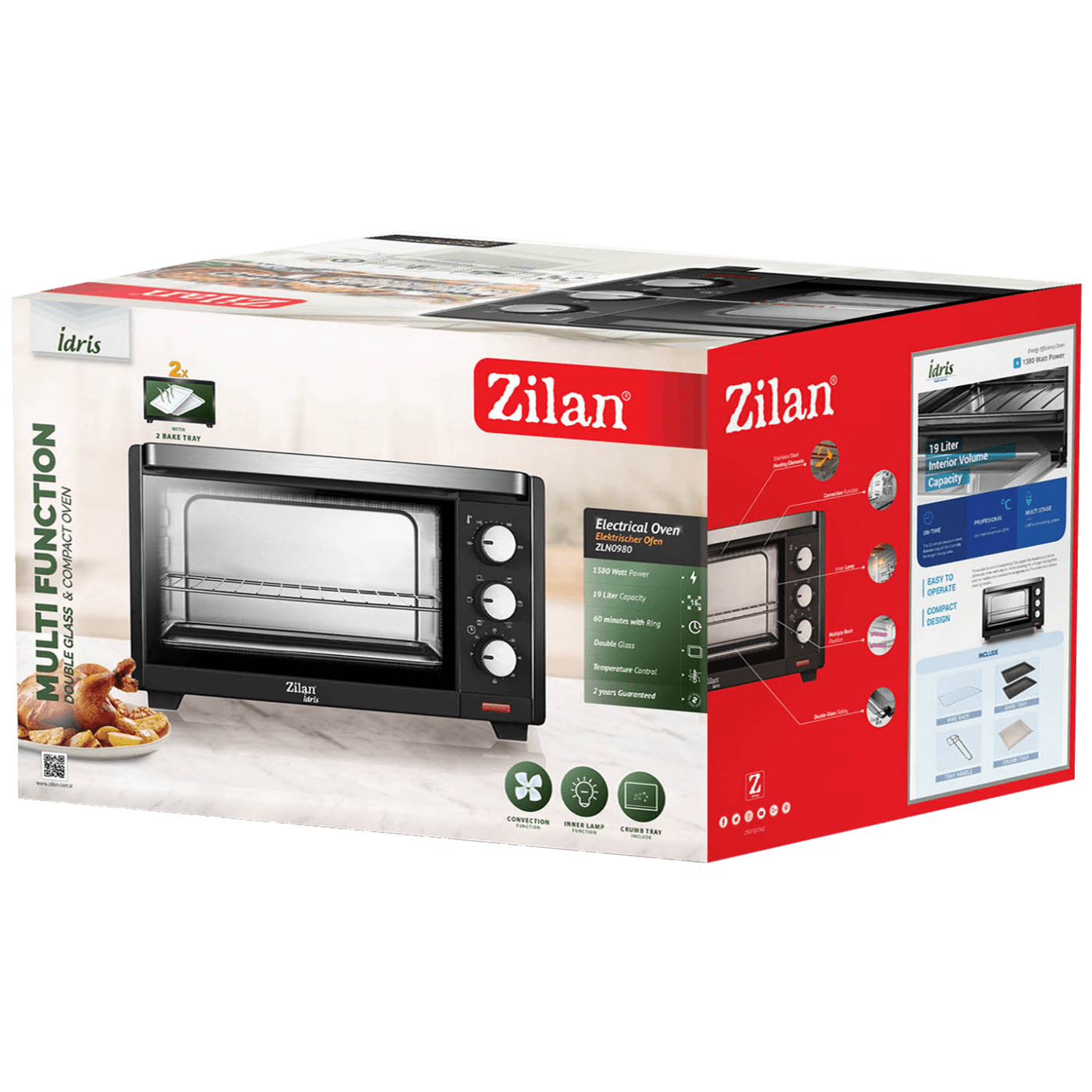 Zilan Mini pećnica, zapremina 19 l,1380 W - ZLN0980