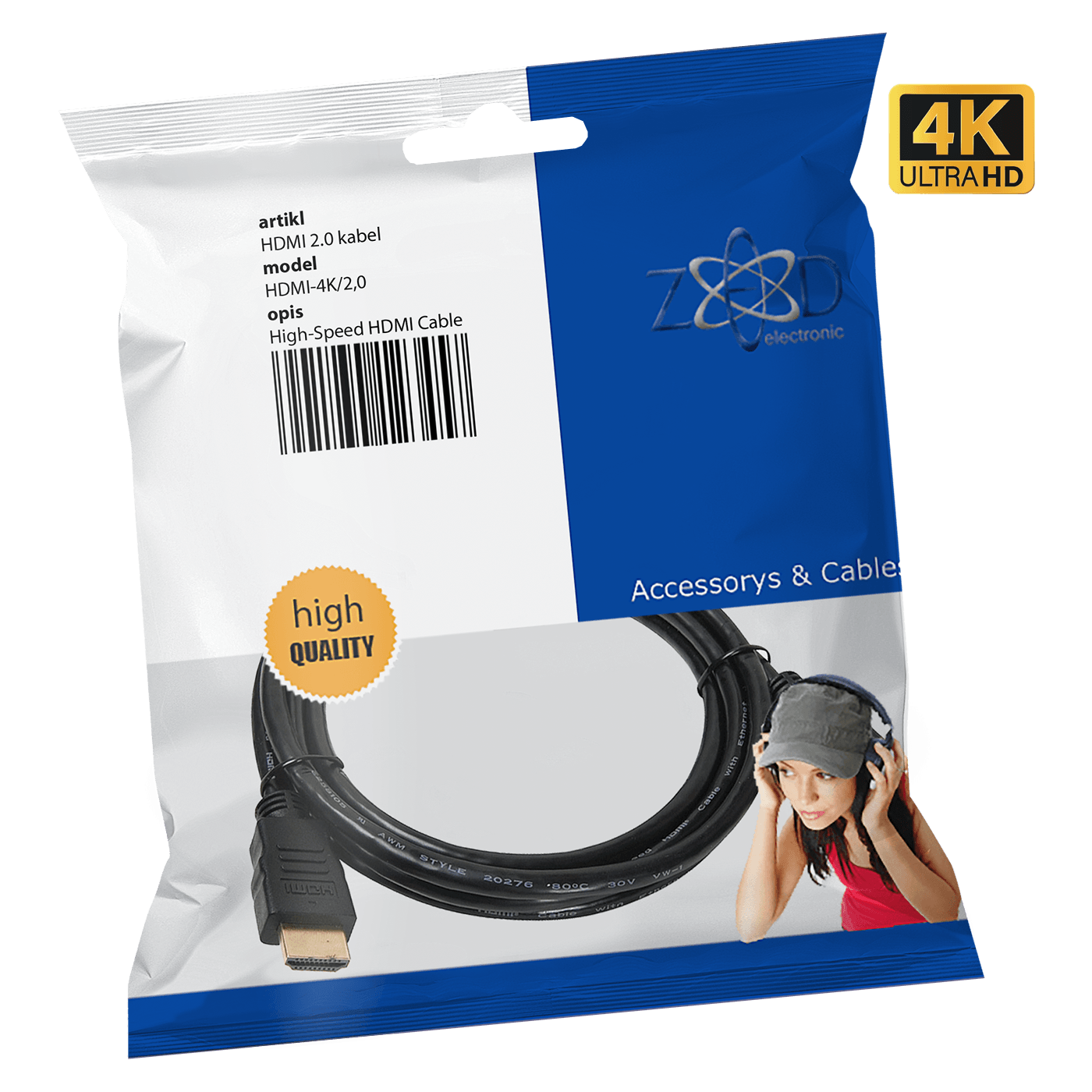 ZED electronic HDMI 2.0 kabl, 4K, dužina 2,0 met. - HDMI-4K/2,0