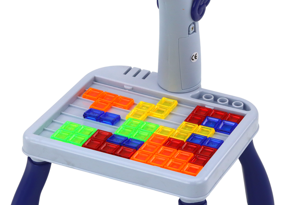 Mini projektor Tetris, stol 2u1 jednorog - plavi