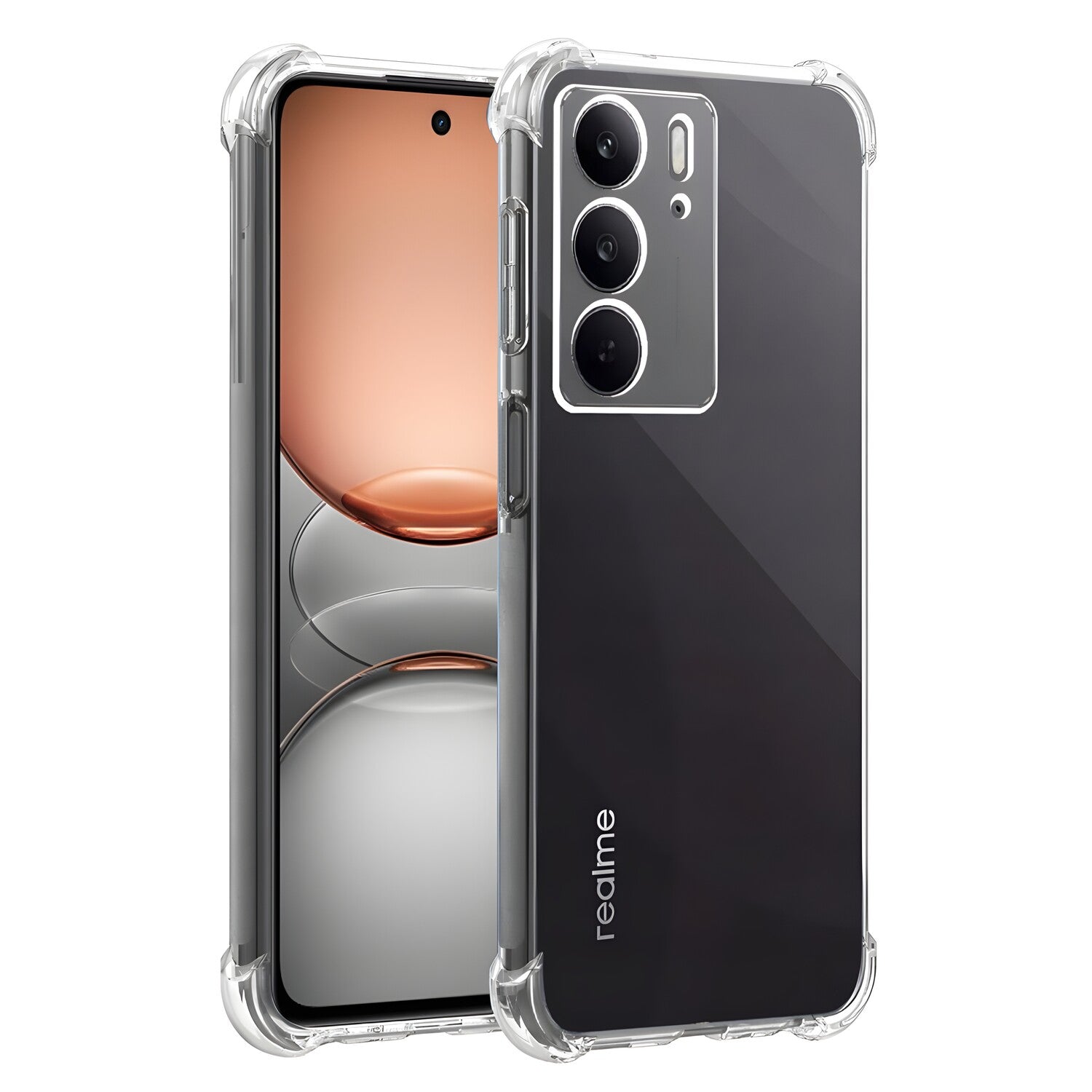 Silikonska futrola s ojačanim rubovima za Realme C75 - Prozirna KP36934