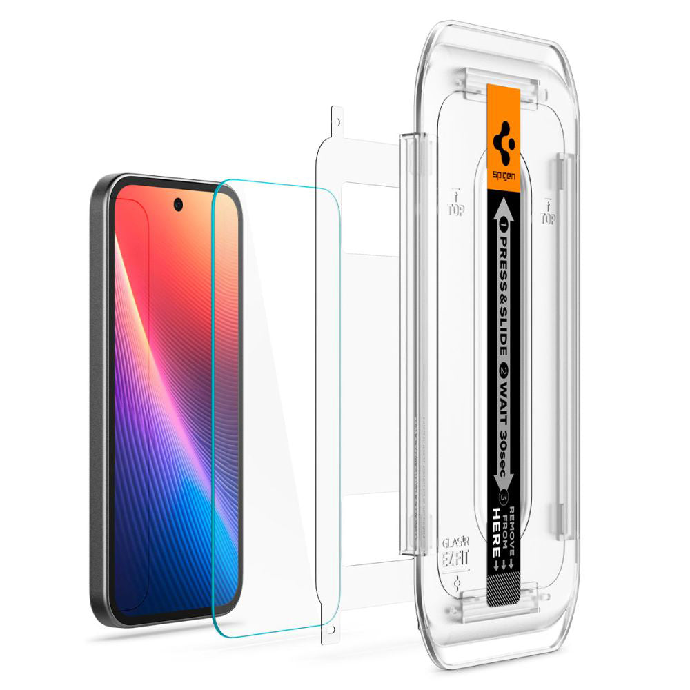 Spigen - Glas.tR EZ-FIT AGL08938 (pakiranje od 2 kom) za Google Pixel 9a - Prozirno