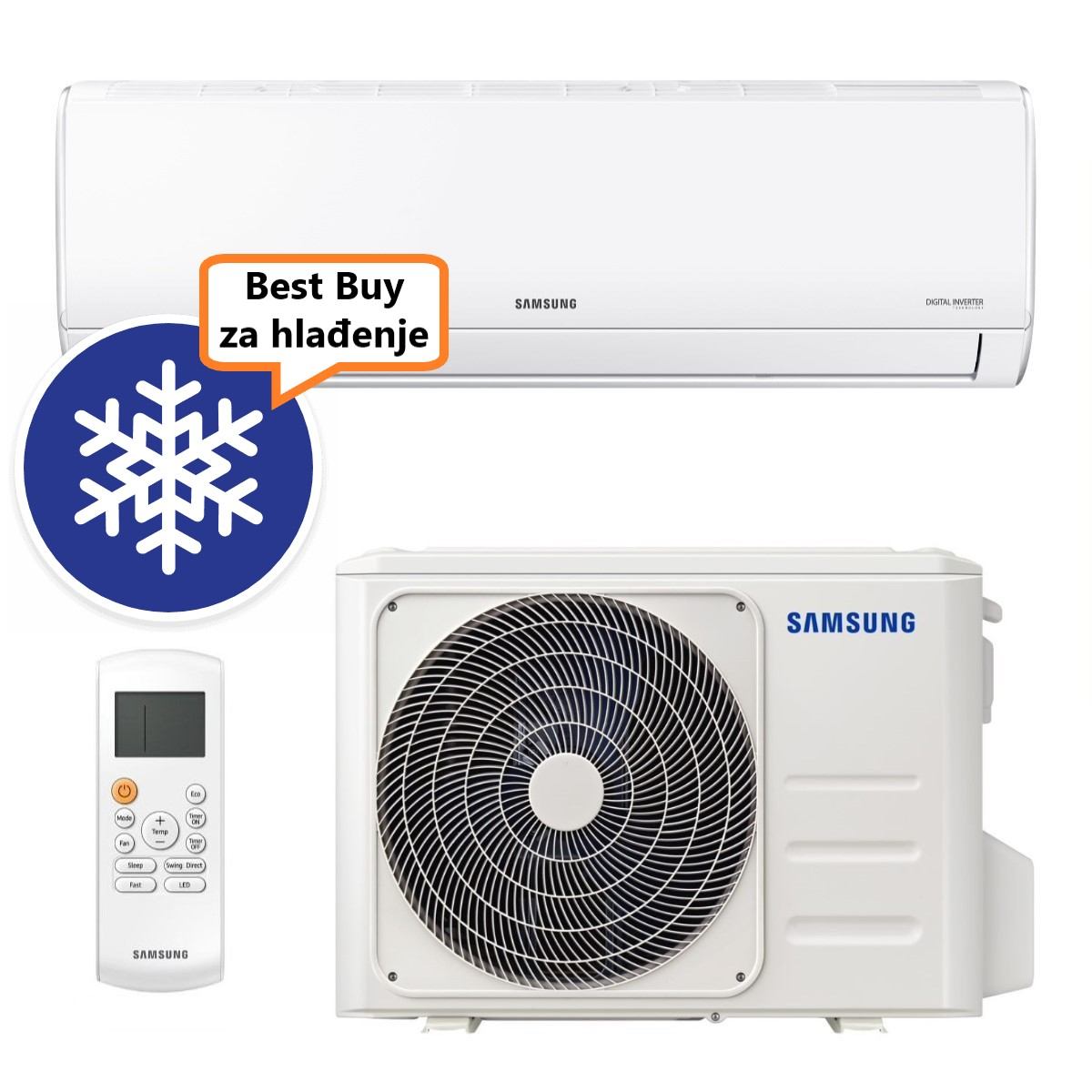 SAMSUNG KLIMA UREĐAJ 3,5kW AR12TXHQASINEU - AR3500, za prostor do 35m2, A++ energetska klasa