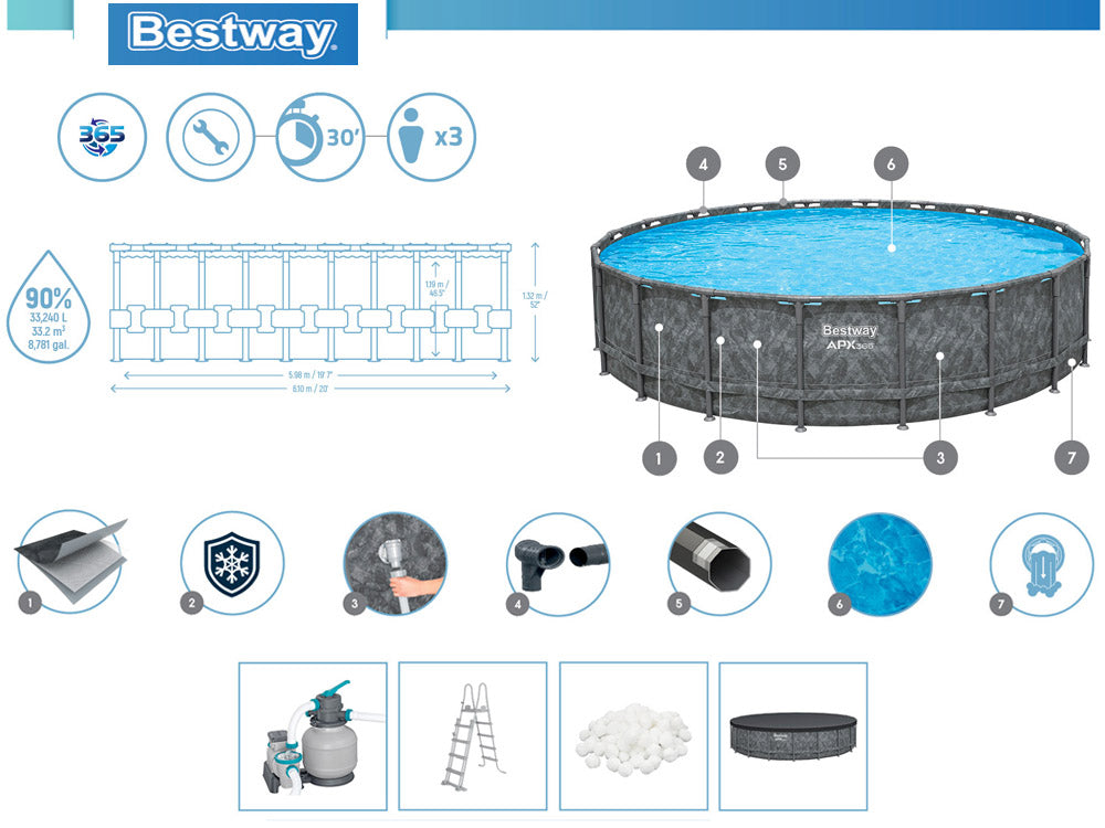 Bestway APX365 bazen 610x132cm