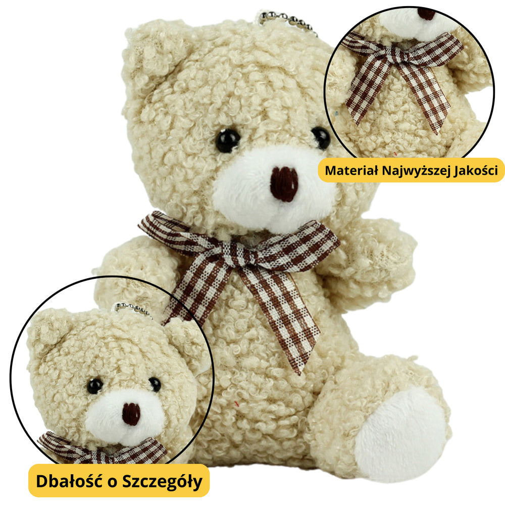 Teddy Bear Plush Keychain Pendant Decoration Beige 8cm