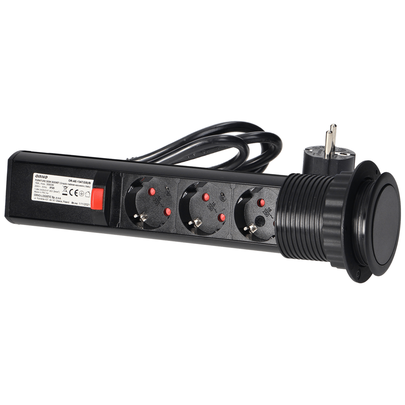 Orno Produžni kabel sa 3 x Schuko utičnice, ugradbena - OR-AE-1347(GS)