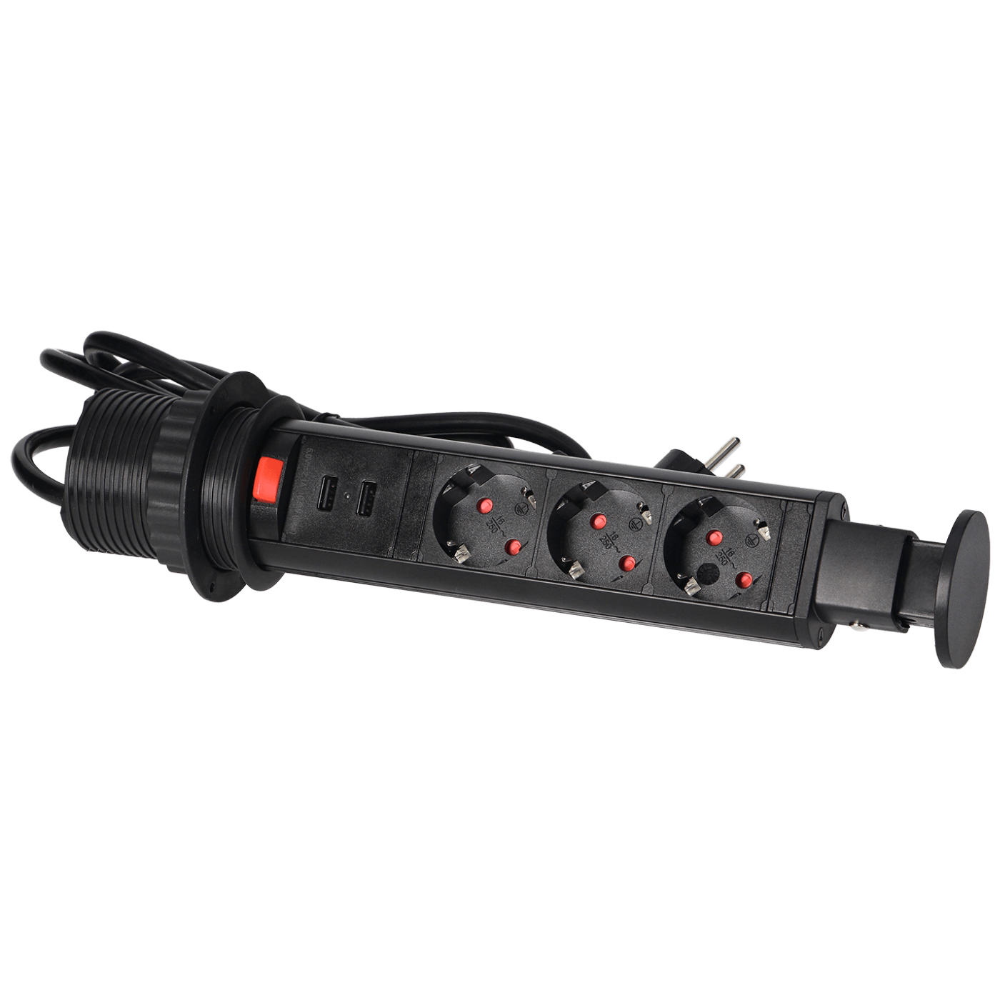 Orno Produžni kabel sa 3 x Schuko utičnice + 2 x USB, ugradbena - OR-AE-1349(GS)/B