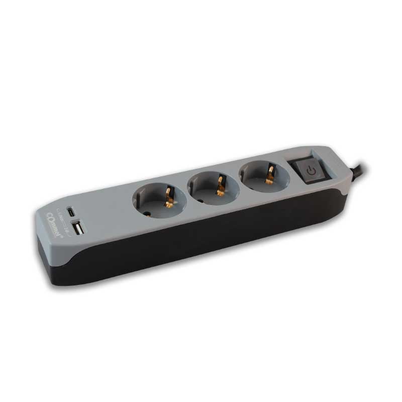 Trostruka prenosiva utičnica s USB A+ C punjačem 16 A