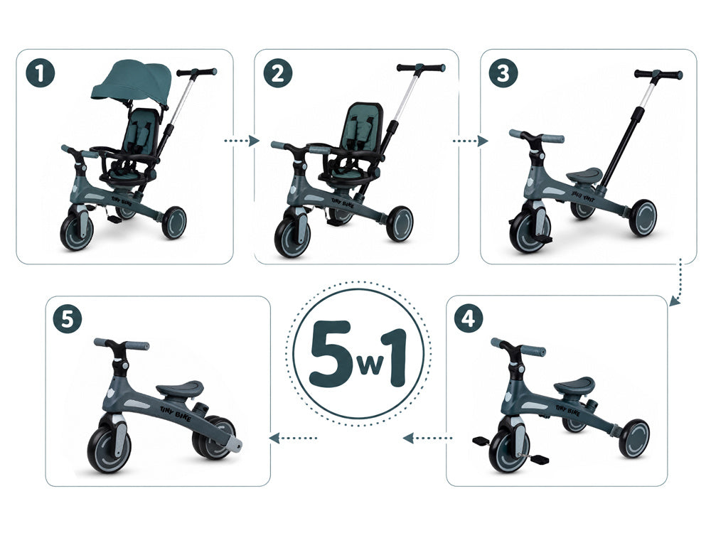 Tricikl Tiny Bike GrowUp 5u1 green