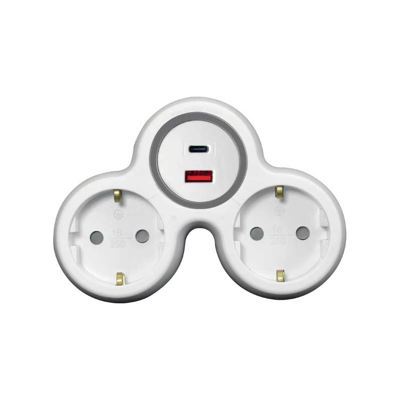 Razdjelnik 2-struki s USB punjačem A+C