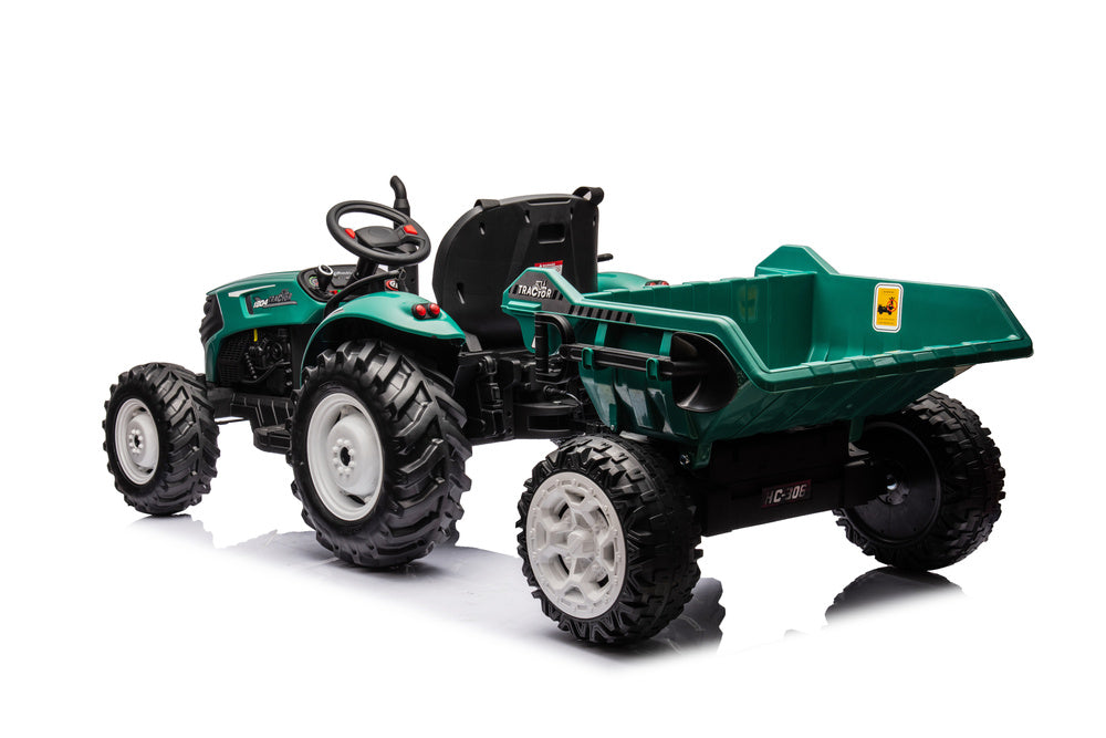 Traktor na akumulator s prikolicom HC-306 24V - tamno zeleni