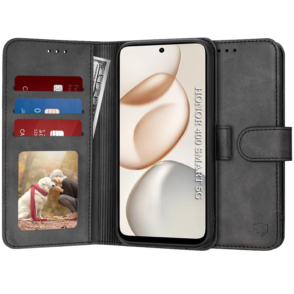 Techsuit Diary Book preklopna maska za Honor 400 Smart 5G / 400 Smart 4G / X7d 4G -crna
