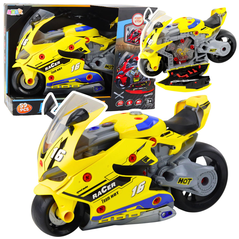 Motor i radiona za igru za sastavljanje 43cm - žuti