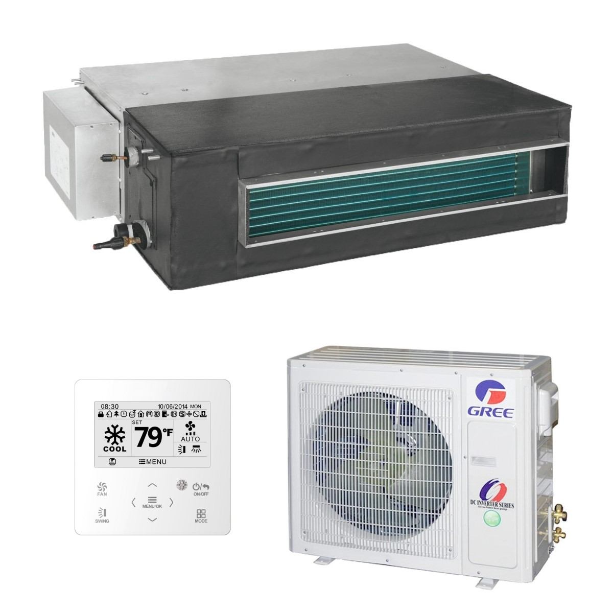 Gree kanalni klima uređaj 5,0kW GUD50PS(A-S)/GUD50W(NhA-S), za prostor do 50m2, A++ energetska klasa