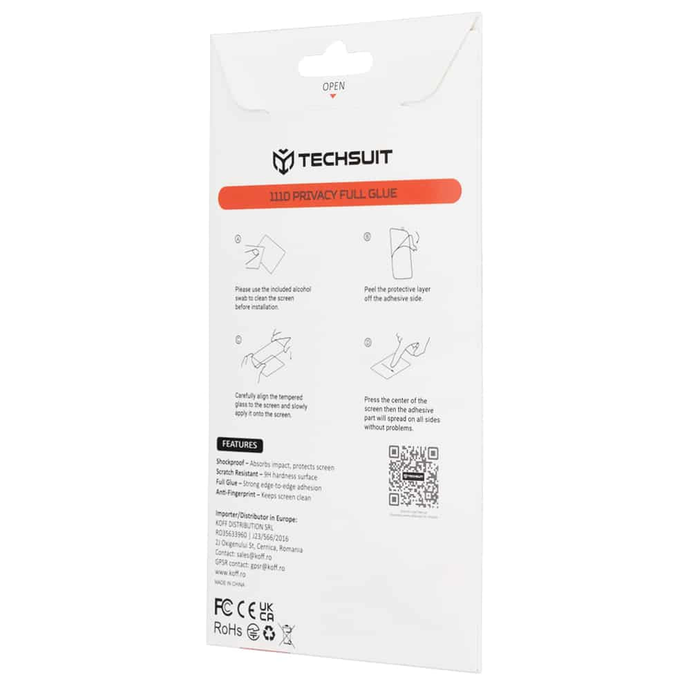 Techsuit – 111D Privacy Full Glue kaljeno staklo za Honor Magic8 Lite – crno