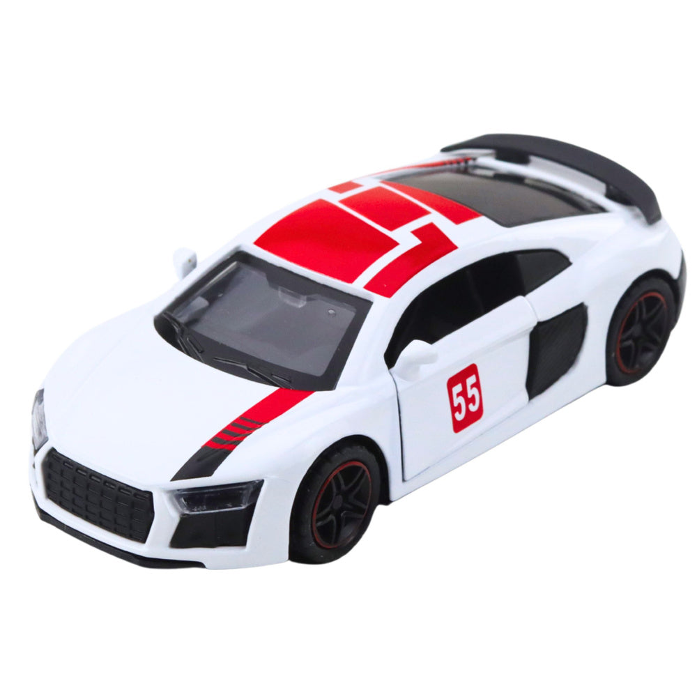 Sports Car Metal Pull Back Lights Sounds White 1:43