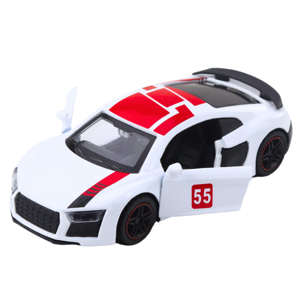 Sports Car Metal Pull Back Lights Sounds White 1:43