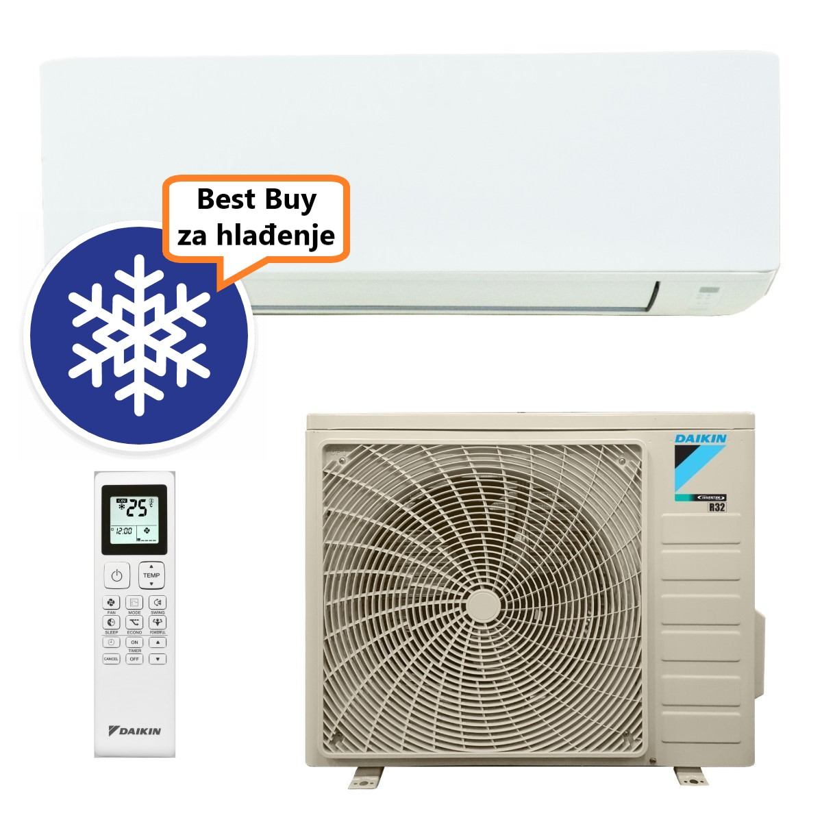 DAIKIN KLIMA UREĐAJ 2 kW - FTXC20E/RXC20E - Sensira, za prostor do 20m2, A++ energetska klasa, R-32