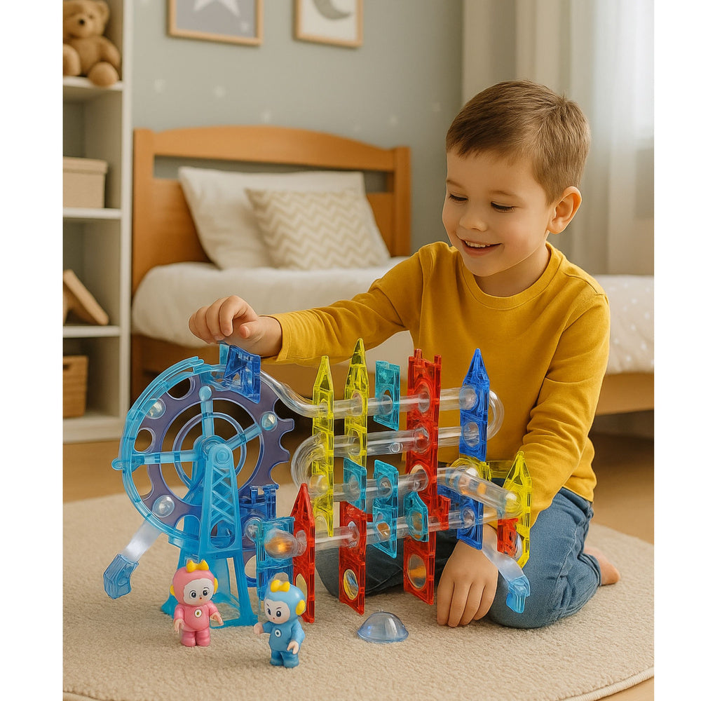 Magnetic Space Blocks Ball Track Luminous People 120 pcs.