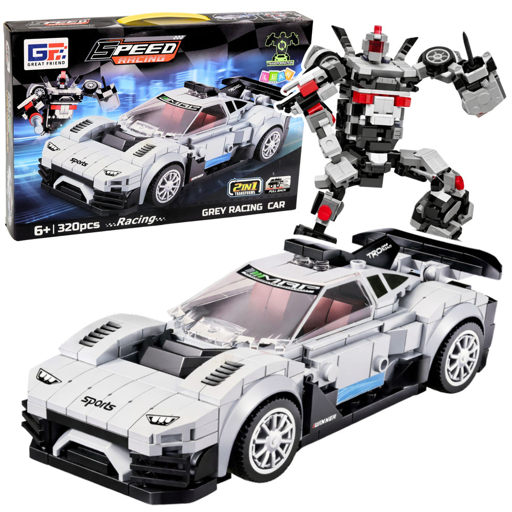 Kockice za slaganje 2 u 1 auto-robod SPEED - 320 elemenata, bijeli