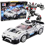 Kockice za slaganje 2 u 1 auto-robod SPEED - 320 elemenata, bijeli