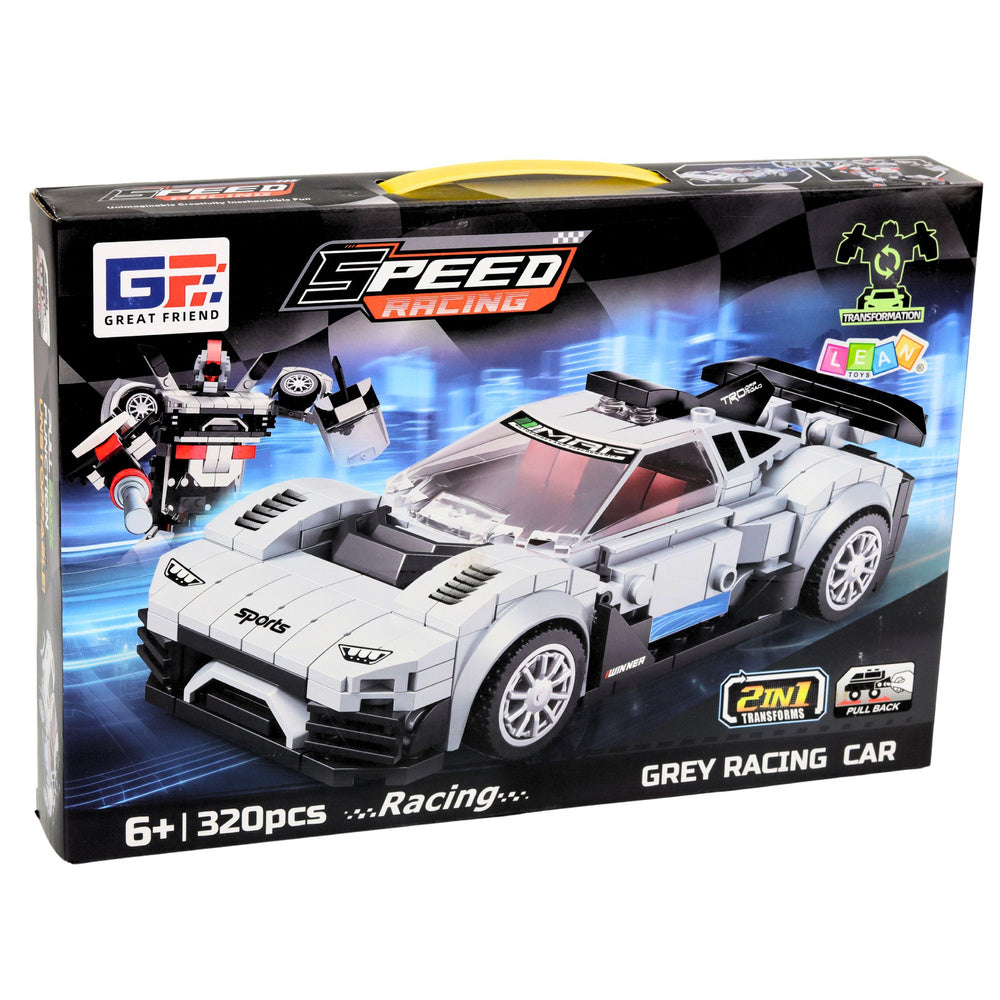 Kockice za slaganje 2 u 1 auto-robod SPEED - 320 elemenata, bijeli