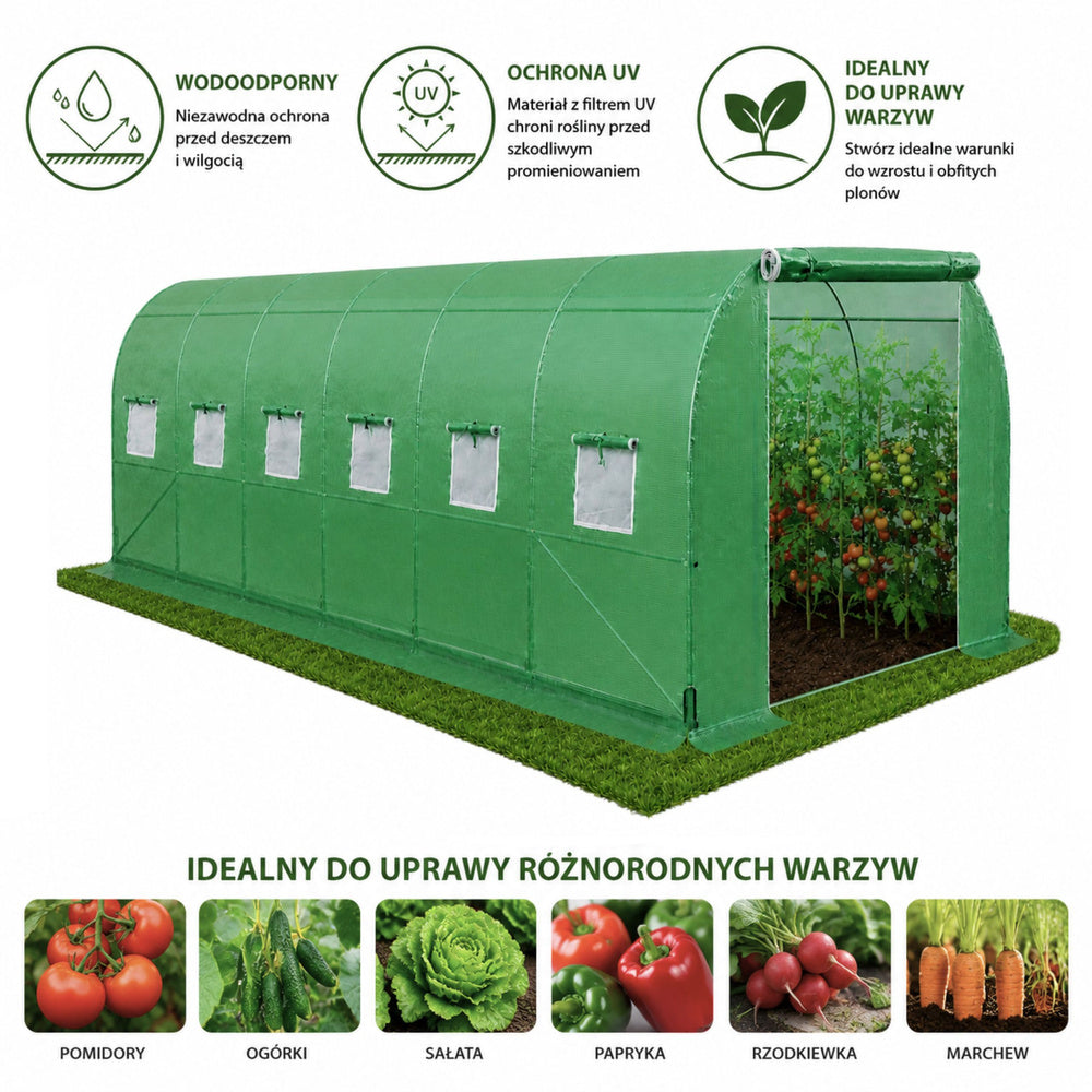 Vrtni plastenik PRO Frame 25MM 12x3x2M 36M² - zeleni