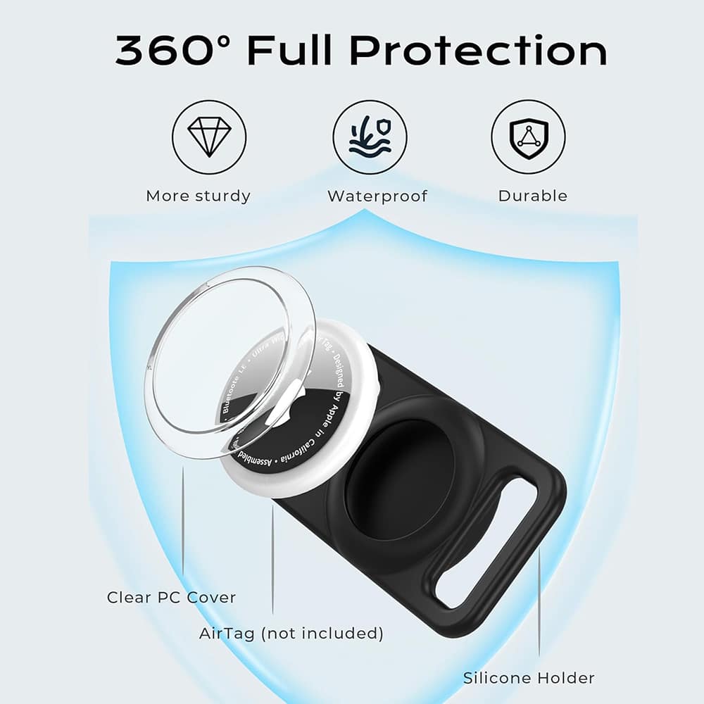 Techsuit - Držač za ogrlicu za pse AirTag BuddyGuard Vodootporna - Crni