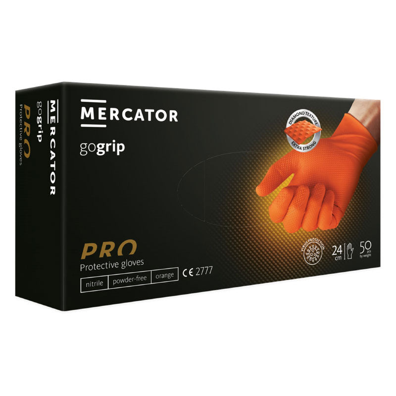 Jednokratne rukavice MERCATOR GOGRIP PRO narančaste bez pudera 50 kom - L