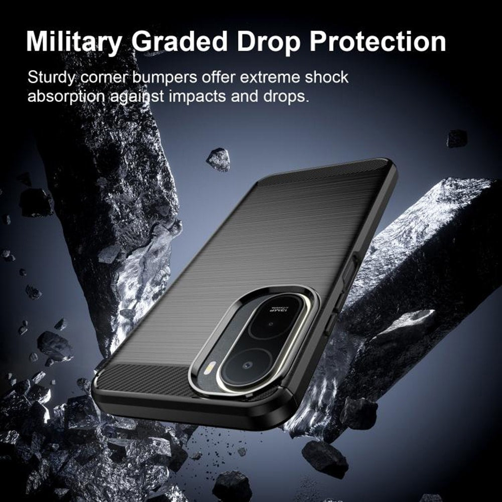 Techsuit Carbon Silicone maska za Xiaomi Redmi A7 Pro 4G – crna