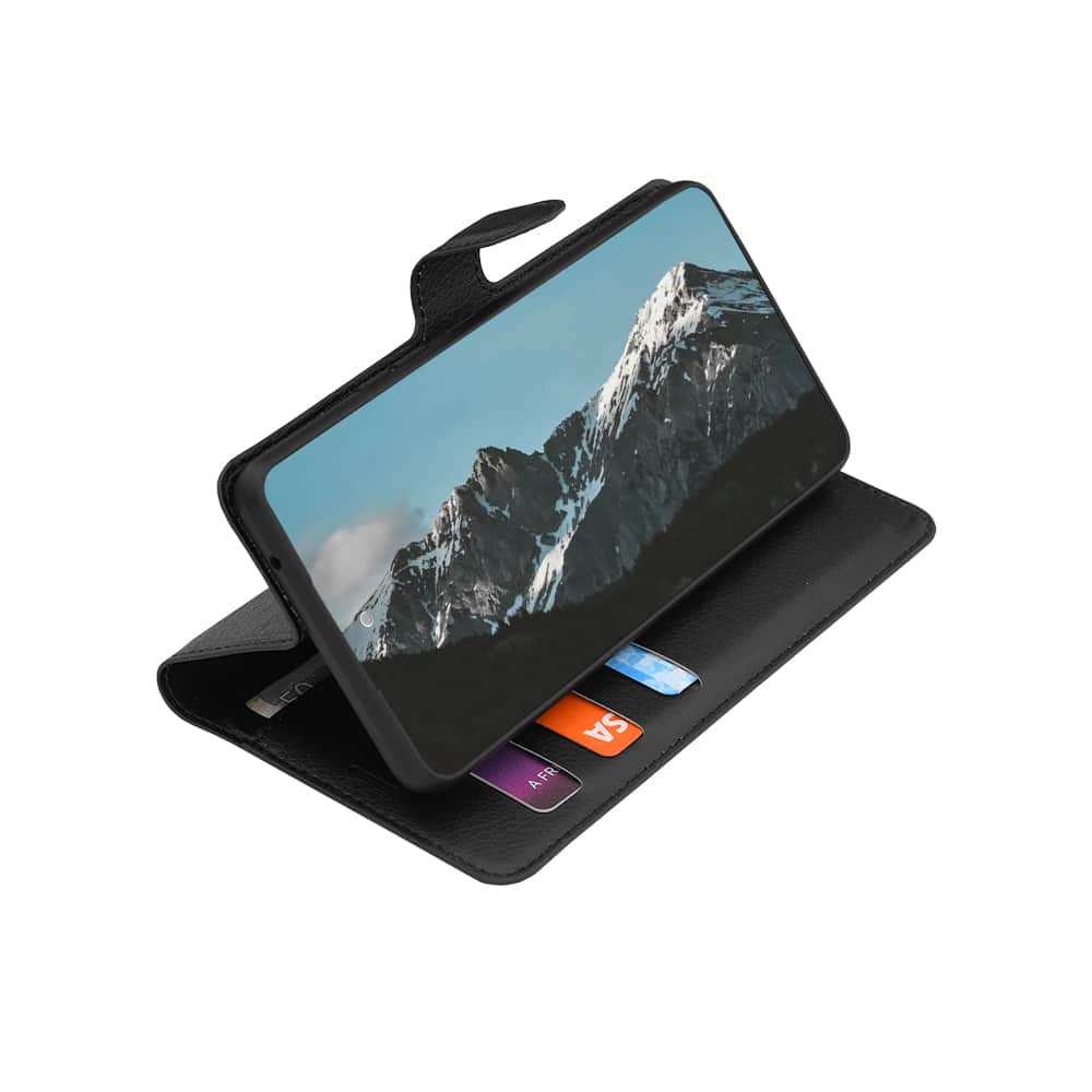 Techsuit Leather Folio preklopna maska za Honor 600 / 600 Pro – crna