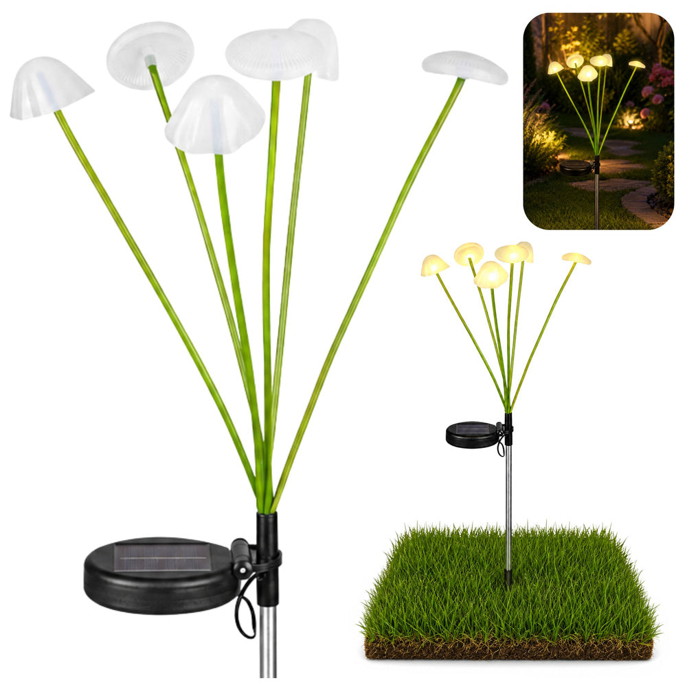 Solarna vrtna lampa s ukrasnim gljivama 70cm