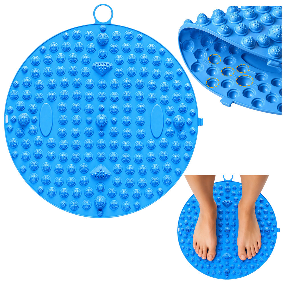 Round Acupressure Foot Massage Mat with Studs Blue 33 cm