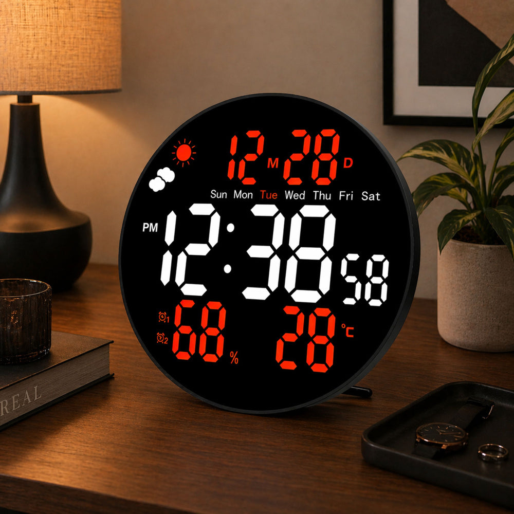 Digitalni zidni sat sa LED zaslonom i daljinskim upravljačem - 25 cm