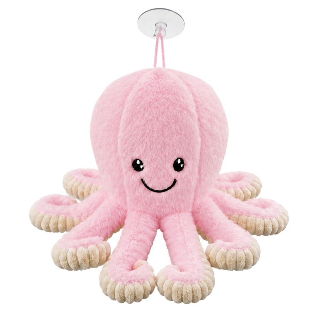 Plush Octopus Plush Toy with Suction Cup, Pink, 16 cm