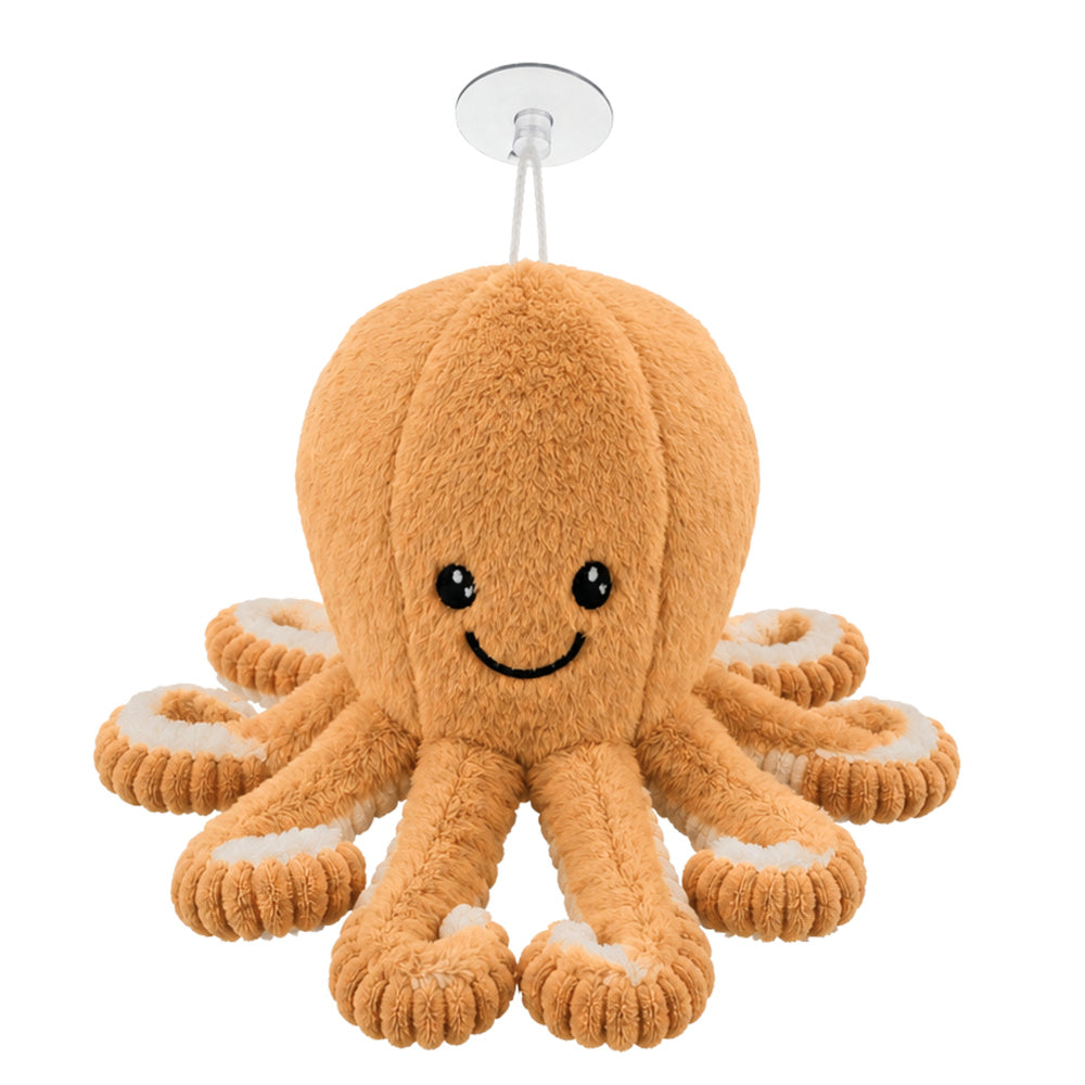 Plush Octopus Cuddly Toy with Suction Cup Beige 16 cm