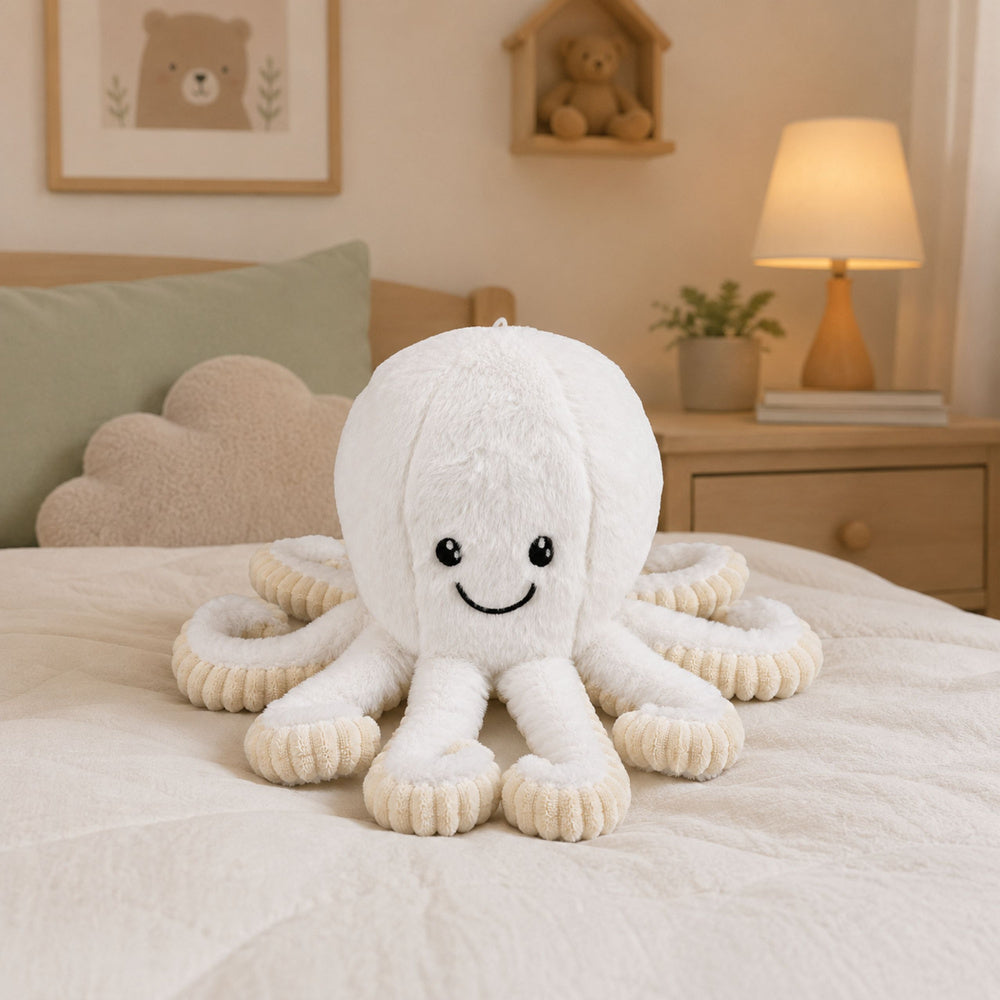 Plush Octopus Plush Toy Cuddly Toy with Elastic Tentacles White 50 cm