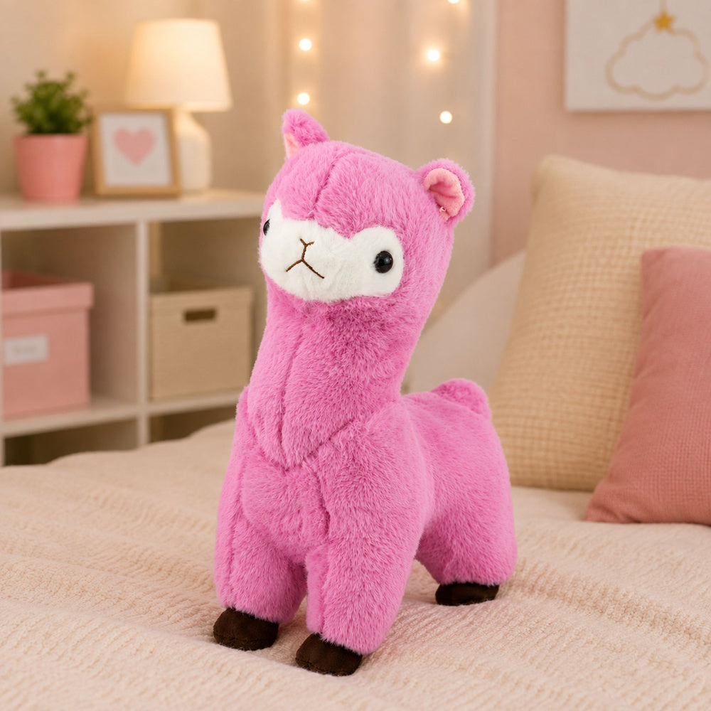 Plush Alpaca Llama Plush Toy Cuddly Toy Soft Fur Pink 38 cm