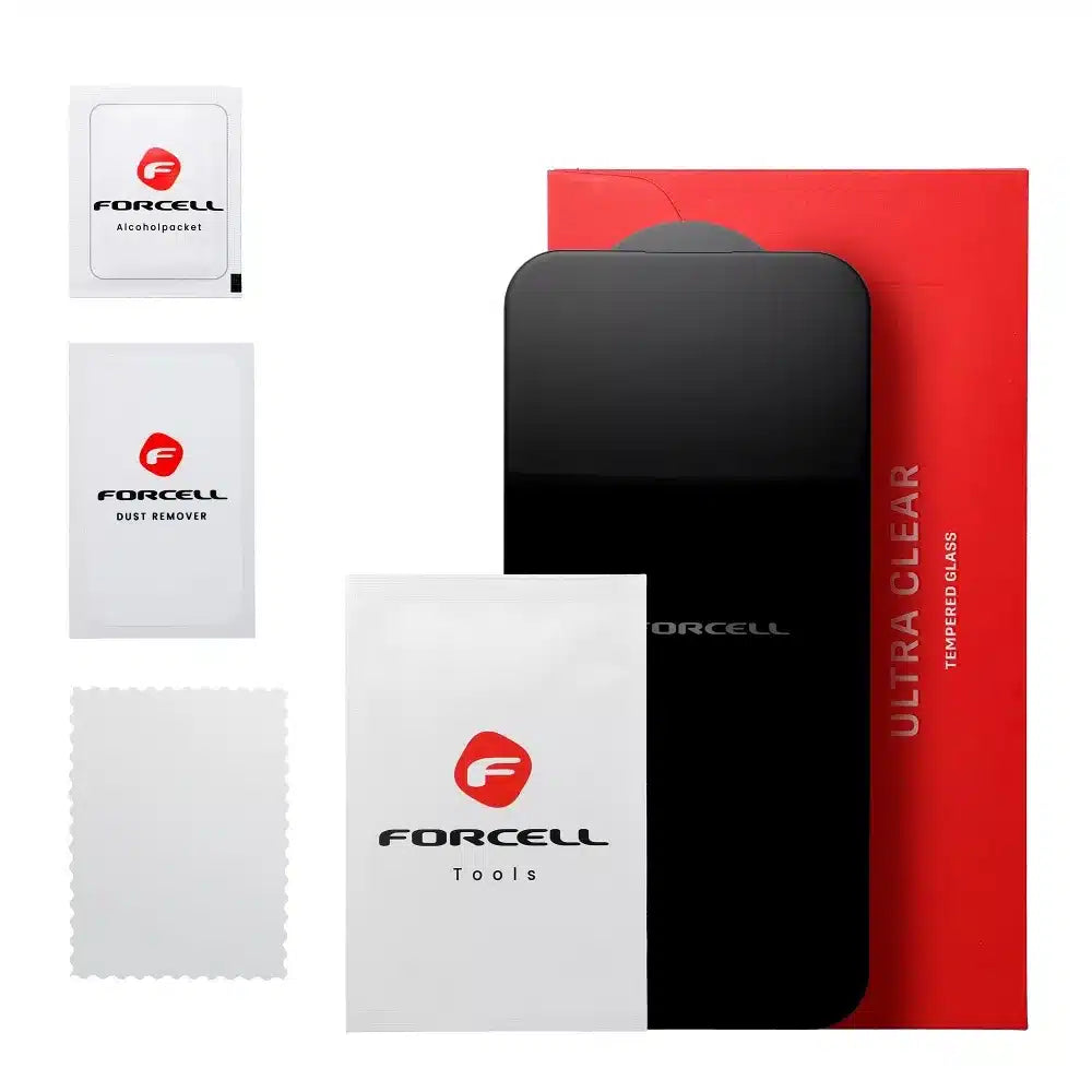 Kaljeno staklo Forcell Ultra Clear Glass za iPhone 16 Pro Max / 17 Pro Max – crno