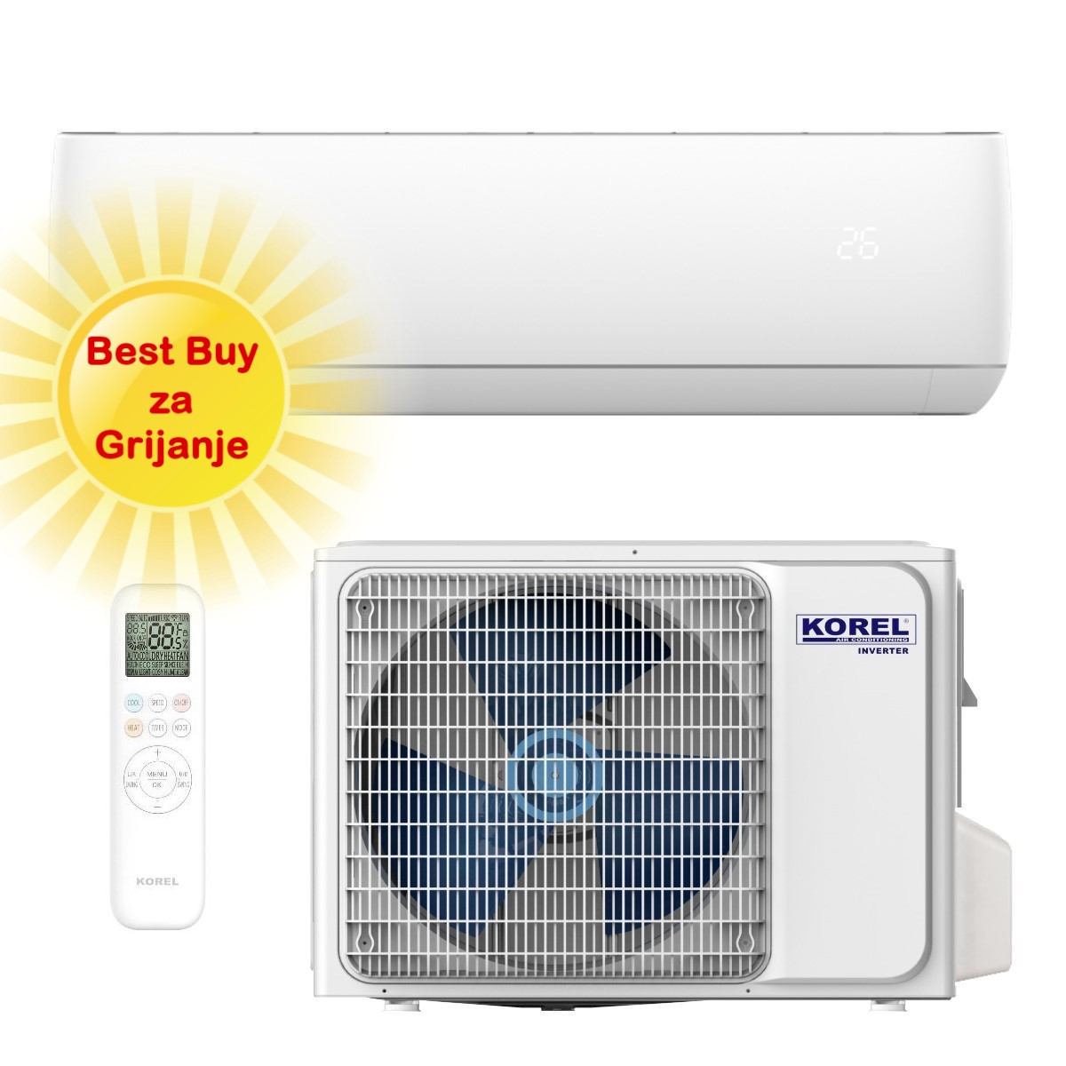 KOREL KLIMA UREĐAJ 3,5kW KSAJA-12DCEG - URBAN PLUS, za prostor do 35m2, A++ energetska klasa, Wi-Fi, R32