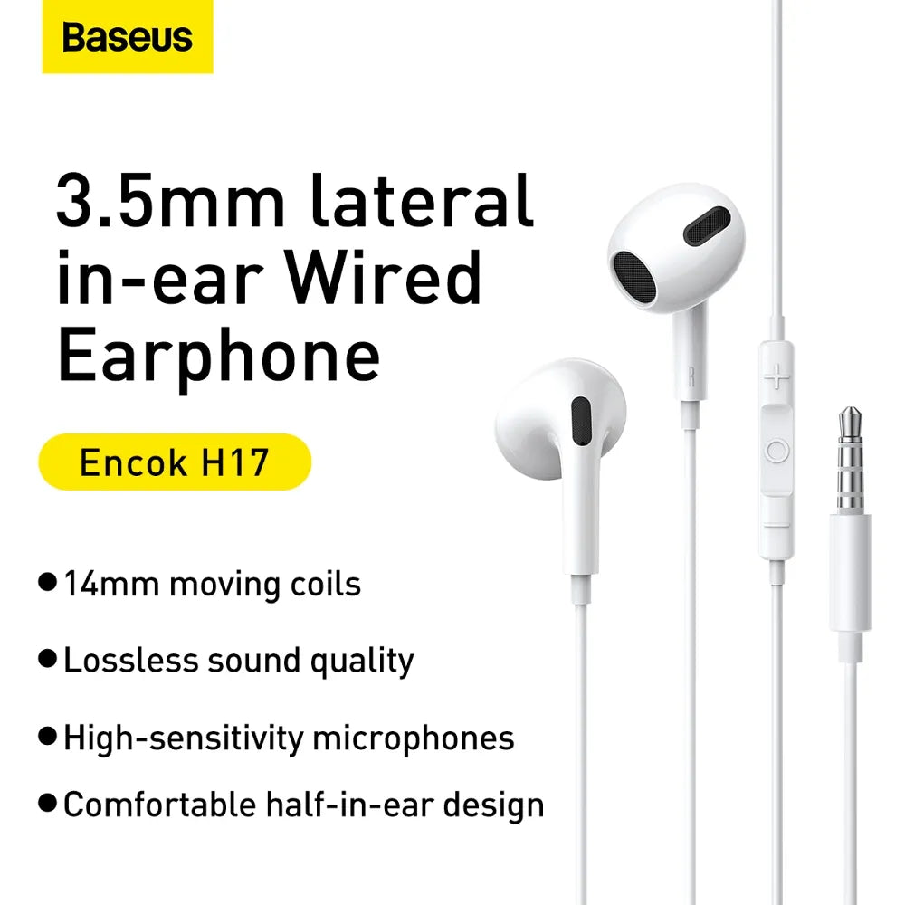BASEUS slušalice / utičnica za slušalice 3,5 mm ENCOK Žičane H17 NGCR020002