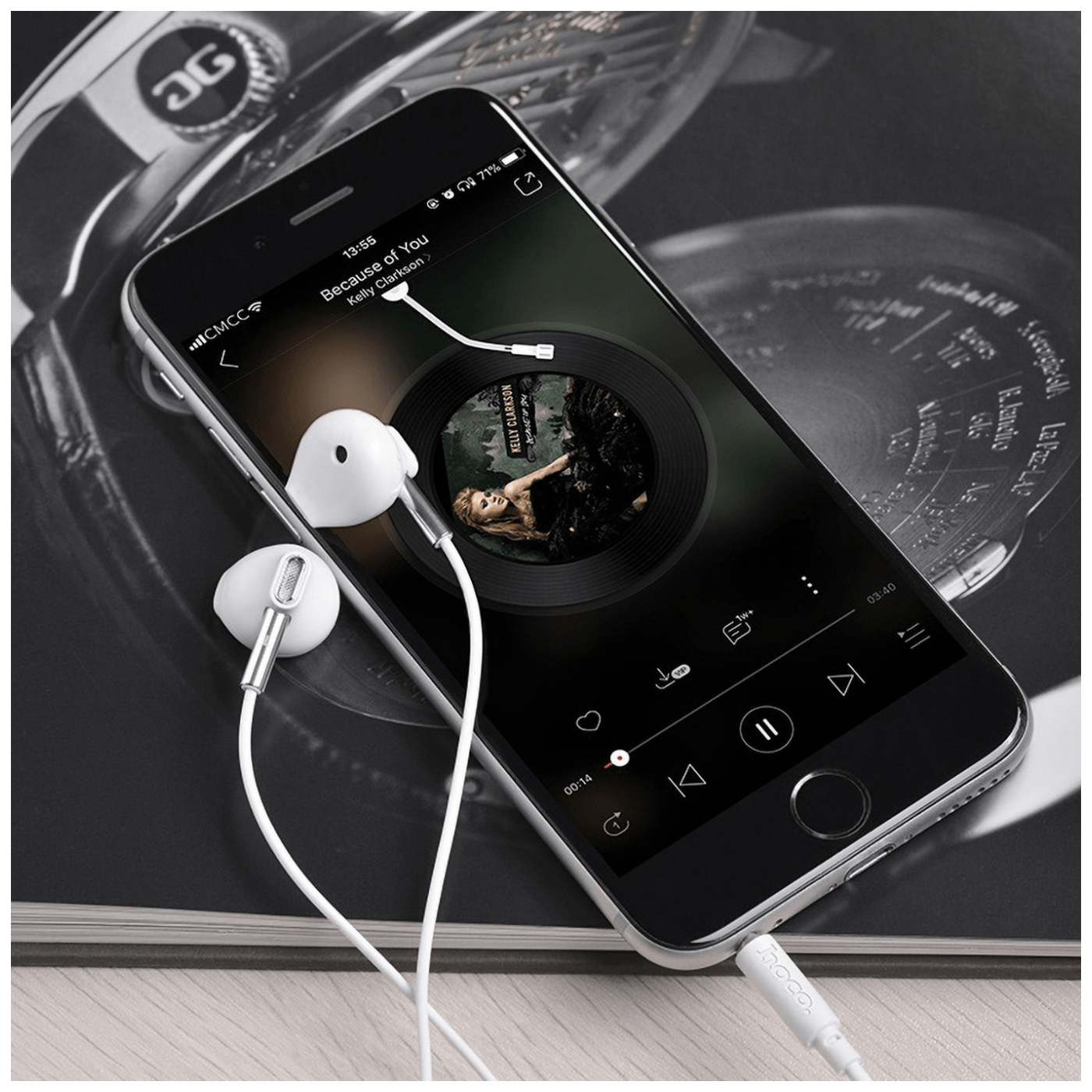 hoco. Slušalice sa mikrofonom, 3.5 mm,dužina kabela 1.2 met,bijela - M55 Memory sound White